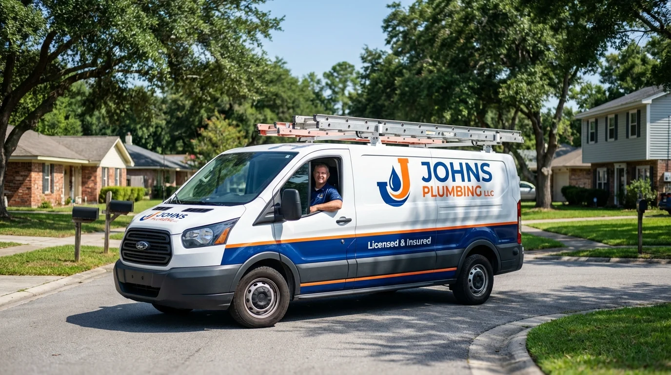 Johns Plumbing LLC service van in Marietta, PA