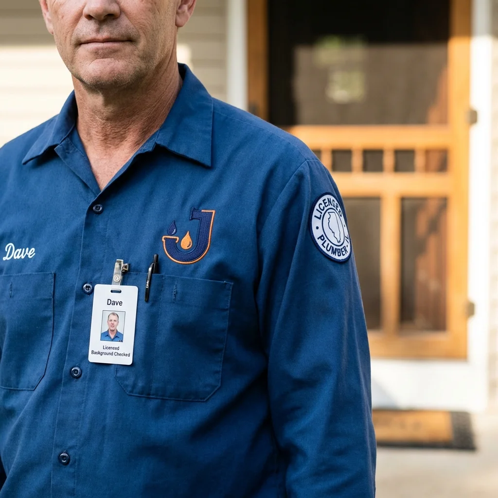 Licensed plumber showing ID badge in Marietta, PA
