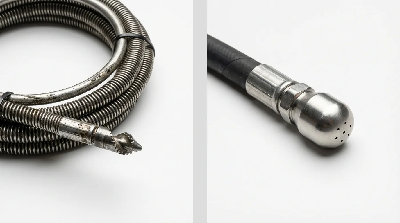 Drain snake cable and hydro jetting nozzle used for drain cleaning in Marietta, PA