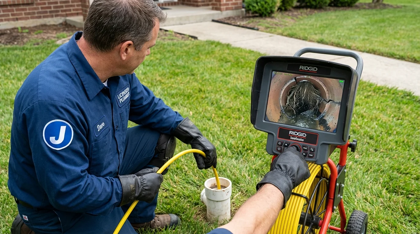 Sewer camera inspection being performed by Johns Plumbing LLC in Marietta
